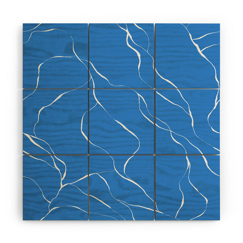 Gabriela Fuente blue line Wood Wall Mural