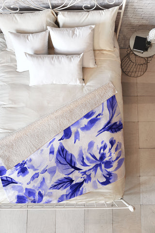 Gabriela Fuente Blue Lya Fleece Throw Blanket