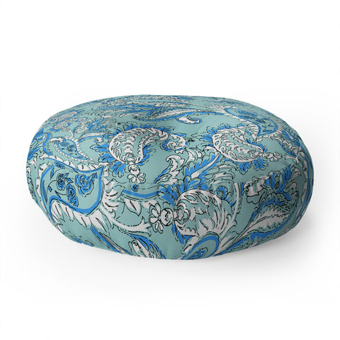 Gabriela Fuente Blue paisley Floor Pillow Round