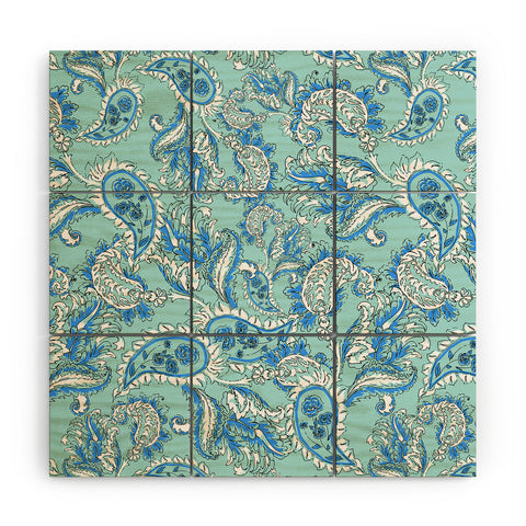 Gabriela Fuente Blue paisley Wood Wall Mural