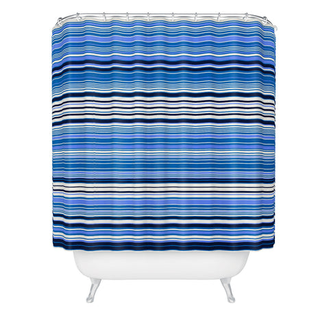 Gabriela Fuente Blue Stripe Shower Curtain
