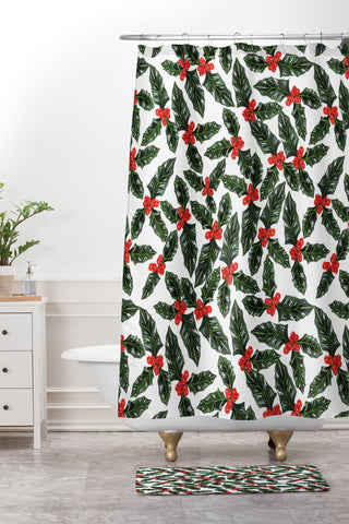 Gabriela Fuente Christmas forest Shower Curtain And Mat