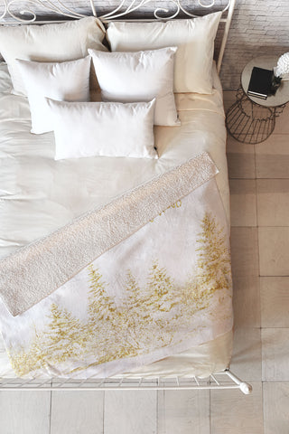 Gabriela Fuente Christmas Gold Fleece Throw Blanket