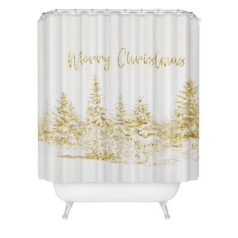 Gabriela Fuente Christmas Gold Shower Curtain