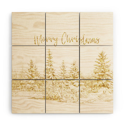 Gabriela Fuente Christmas Gold Wood Wall Mural