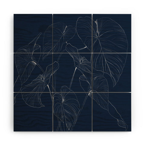 Gabriela Fuente flora navy Wood Wall Mural