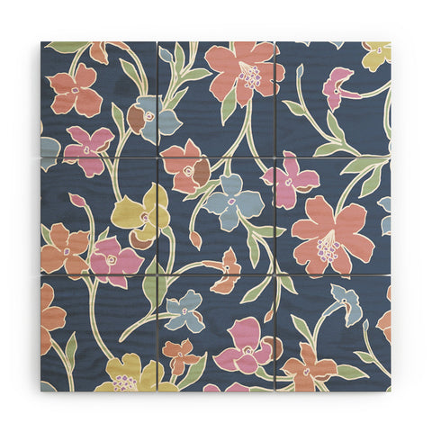 Gabriela Fuente Floral CLub Wood Wall Mural