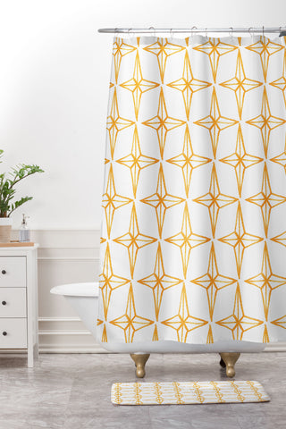 Gabriela Fuente Gold night Shower Curtain And Mat