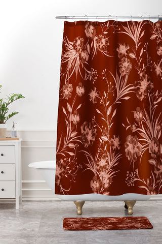 Gabriela Fuente Holiday floral Shower Curtain And Mat