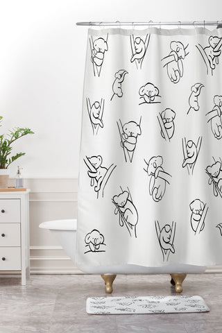 Gabriela Fuente Koala nap Shower Curtain And Mat
