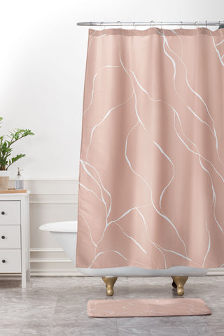 Gabriela Fuente line pink Shower Curtain And Mat