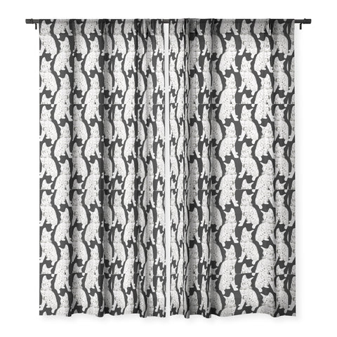 Gabriela Fuente Miaw Black and White Sheer Window Curtain