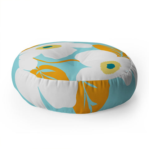 Gabriela Fuente Minimal Floral Floor Pillow Round