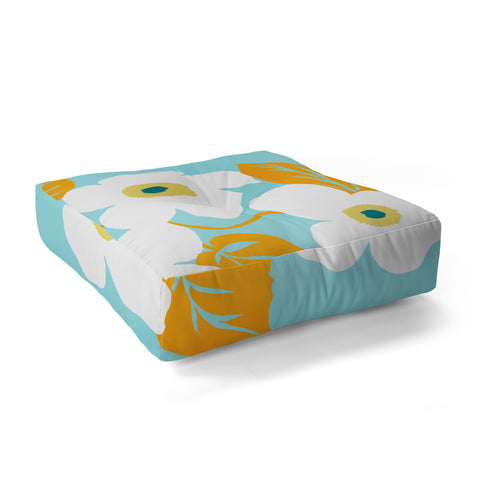 Gabriela Fuente Minimal Floral Floor Pillow Square