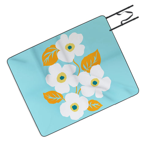 Gabriela Fuente Minimal Floral Picnic Blanket