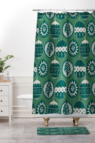 Gabriela Fuente Noel Vert Shower Curtain And Mat