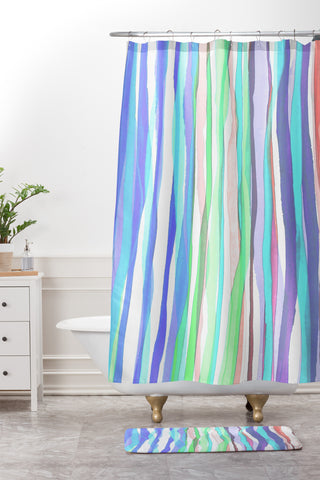 Gabriela Fuente spring stripe Shower Curtain And Mat