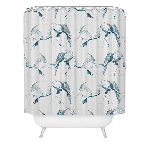 Gabriela Fuente The Elephant in the Room Green Shower Curtain