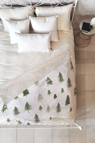 Gabriela Fuente winter forest Fleece Throw Blanket
