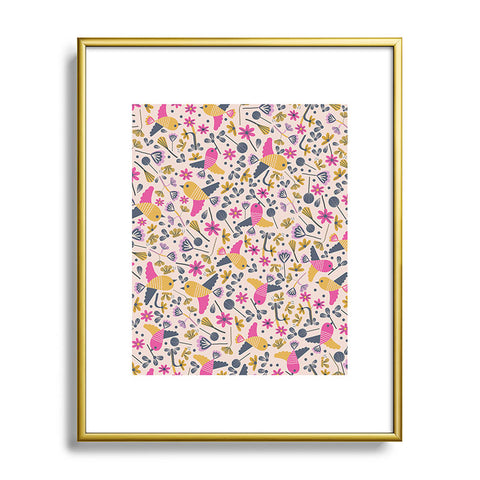 Gabriela Larios Birds and Leaves Metal Framed Art Print