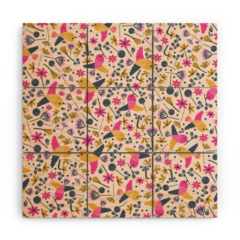 Gabriela Larios Birds and Leaves Wood Wall Mural