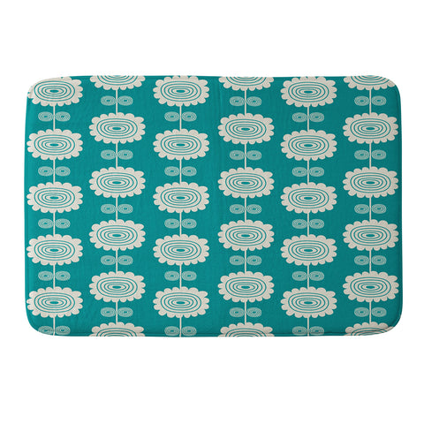 Gabriela Larios Blue Flowers Memory Foam Bath Mat