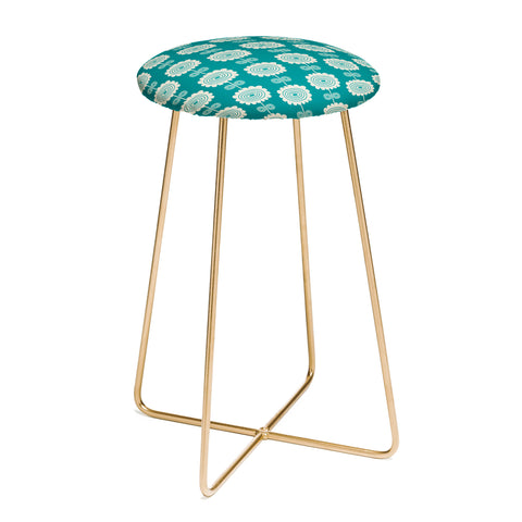 Gabriela Larios Blue Flowers Counter Stool
