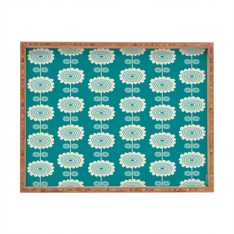 Gabriela Larios Blue Flowers Rectangular Tray