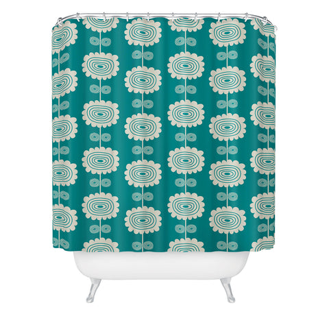 Gabriela Larios Blue Flowers Shower Curtain