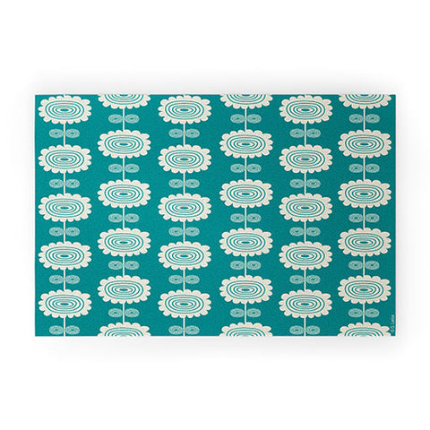 Gabriela Larios Blue Flowers Welcome Mat