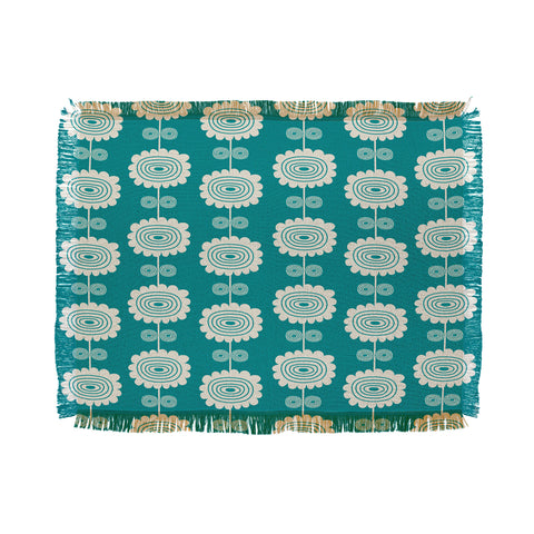 Gabriela Larios Blue Flowers Throw Blanket