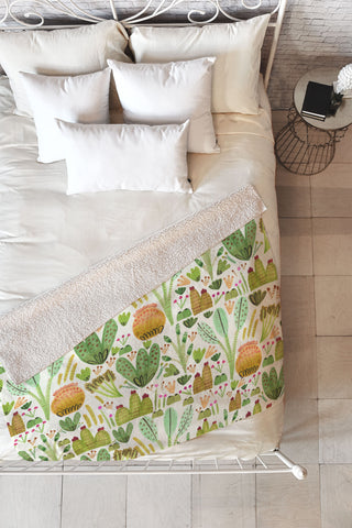 Gabriela Larios Cacti Garden Fleece Throw Blanket