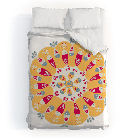 Gabriela Larios Crown Of Fishes Duvet Cover