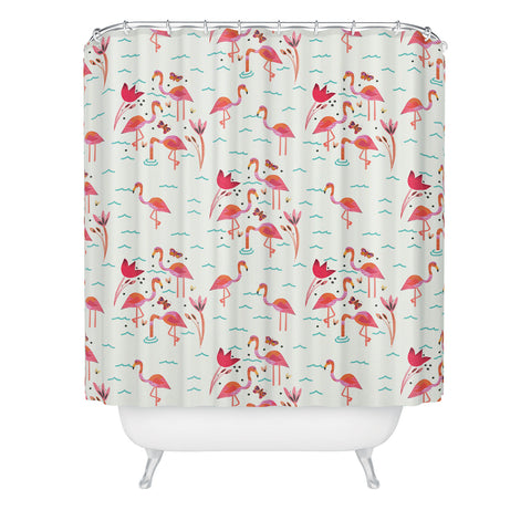 Gabriela Larios Flamingo Scene Shower Curtain