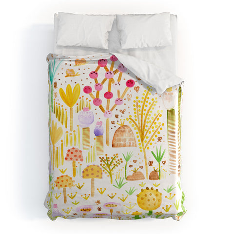 Gabriela Larios Jardin de Cactus y Hongos Duvet Cover