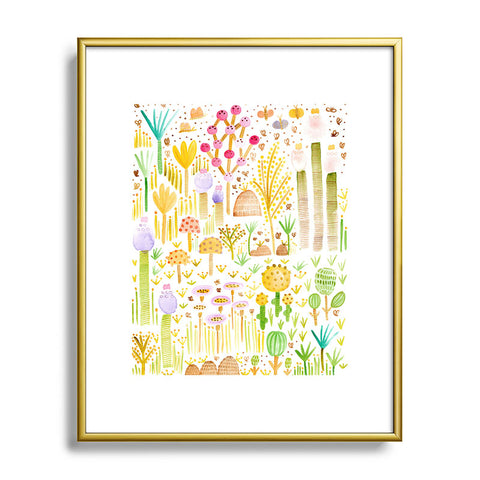 Gabriela Larios Jardin de Cactus y Hongos Metal Framed Art Print