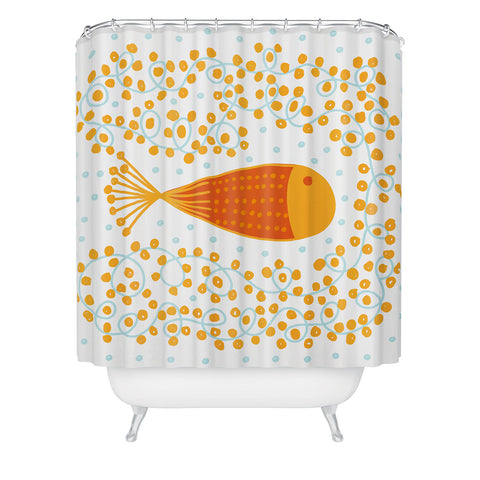 Gabriela Larios Ovopez Orange Shower Curtain