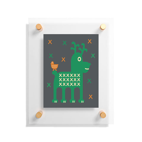 Gabriela Larios Reindeer And Birdy Floating Acrylic Print