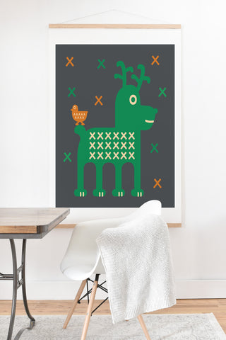 Gabriela Larios Reindeer And Birdy Art Print And Hanger