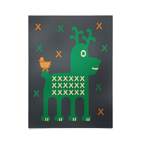 Gabriela Larios Reindeer And Birdy Poster