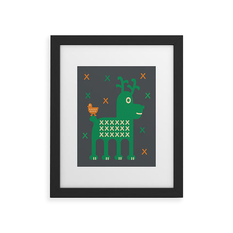 Gabriela Larios Reindeer And Birdy Framed Art Print