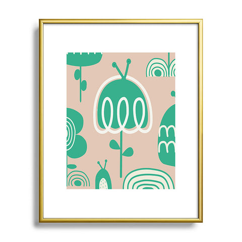 Gabriela Larios Salmon Garden Metal Framed Art Print