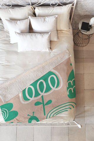 Gabriela Larios Salmon Garden Fleece Throw Blanket