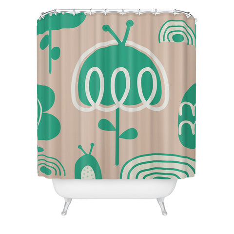 Gabriela Larios Salmon Garden Shower Curtain