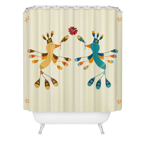 Gabriela Larios Tortolitas Couple Shower Curtain