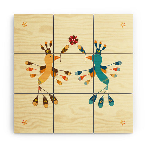 Gabriela Larios Tortolitas Couple Wood Wall Mural