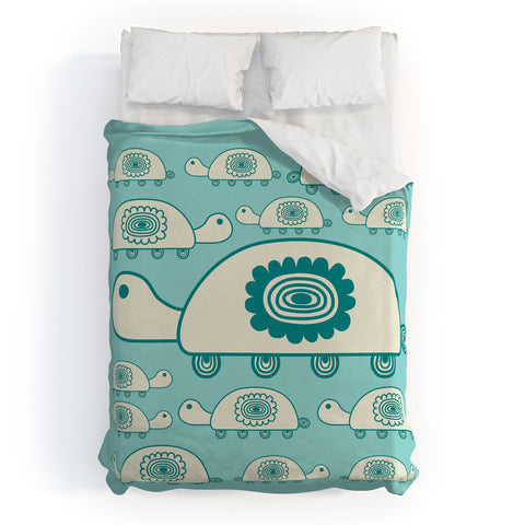 Gabriela Larios Tortugota Aqua Duvet Cover