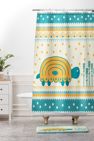 Gabriela Larios Tortuguiando Shower Curtain And Mat