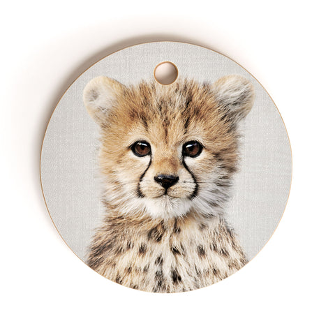 Gal Design Baby Cheetah Colorful Cutting Board Round