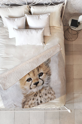 Gal Design Baby Cheetah Colorful Fleece Throw Blanket